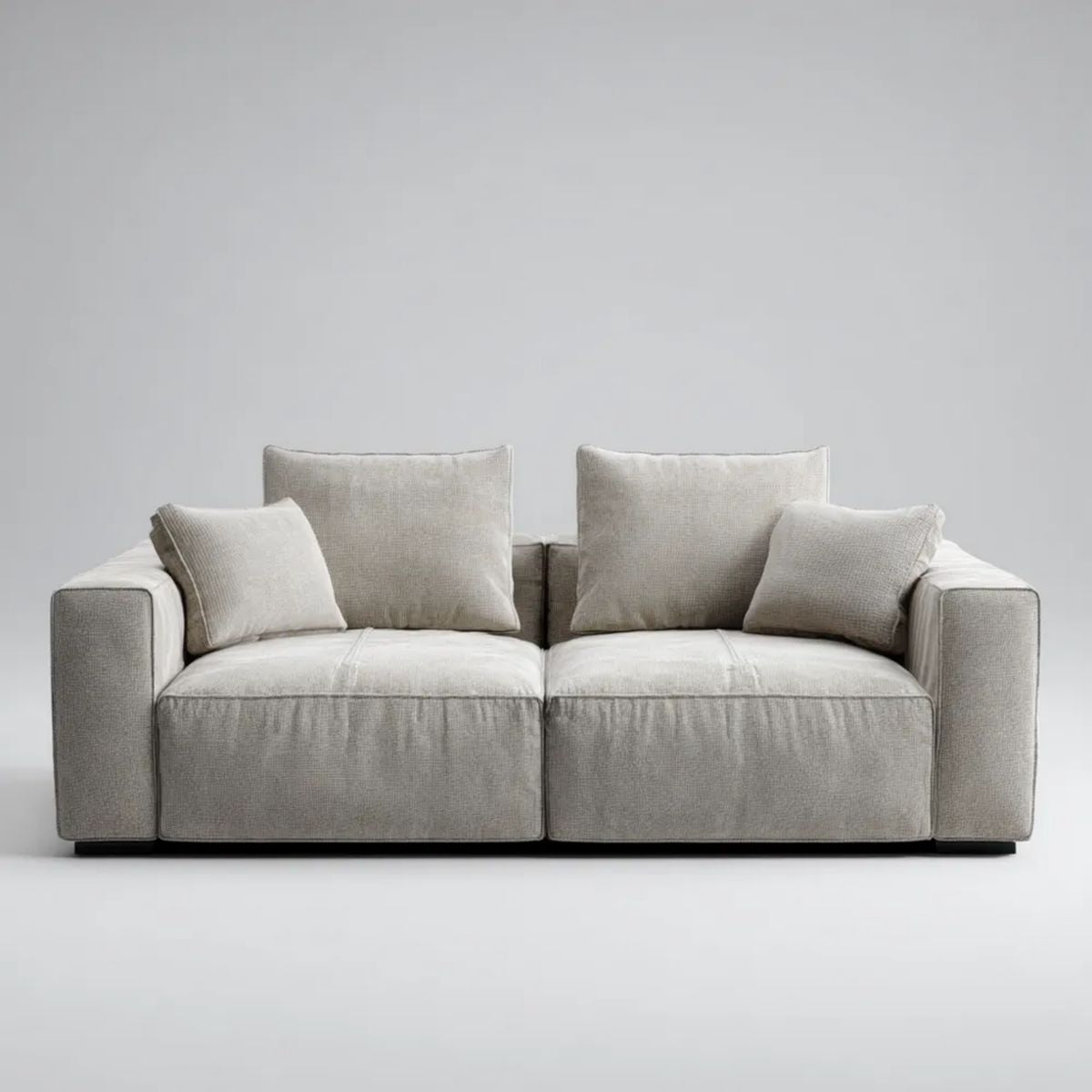 Beżowa sofa dwuosobowa z tkaniny, 180 × 95 × 78 cm