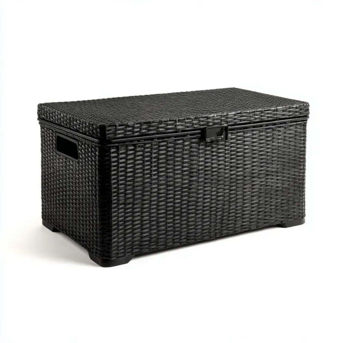Czarna skrzynia do przechowywania z polipropylenu 80 x 45 x 45 cm z pokrywą