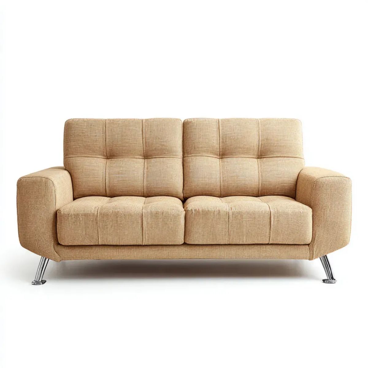 Dwuosobowa sofa z tkaniny beżowa 160 x 85 x 90 cm