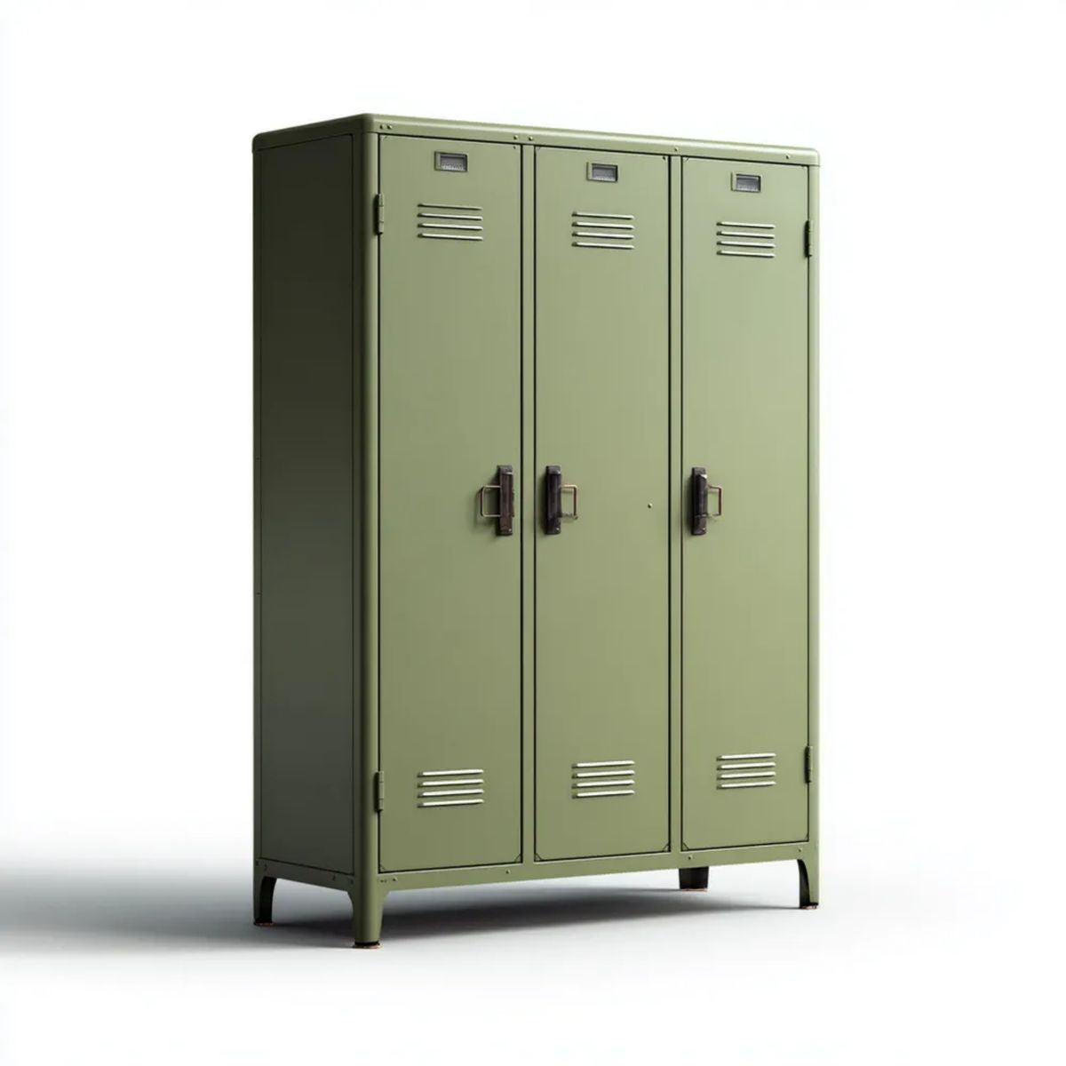 Metalowa szafa ubraniowa 3-drzwiowa oliwkowozielona 120 x 45 x 180 cm