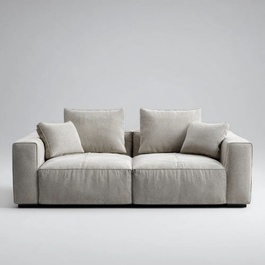 Beżowa sofa dwuosobowa z tkaniny, 180 × 95 × 78 cm