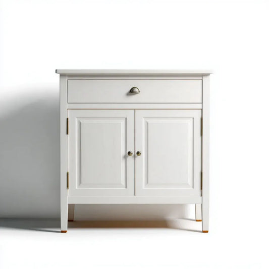 Biała szafka do przechowywania z płyty MDF 80 x 40 x 90 cm z szufladą i 2 drzwiami
