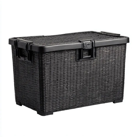 Plastikowa skrzynia do przechowywania z pokrywą czarna 59 × 39 × 33 cm, 50 l