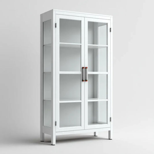 Biała witryna szklana z MDF 80 x 40 x 180 cm