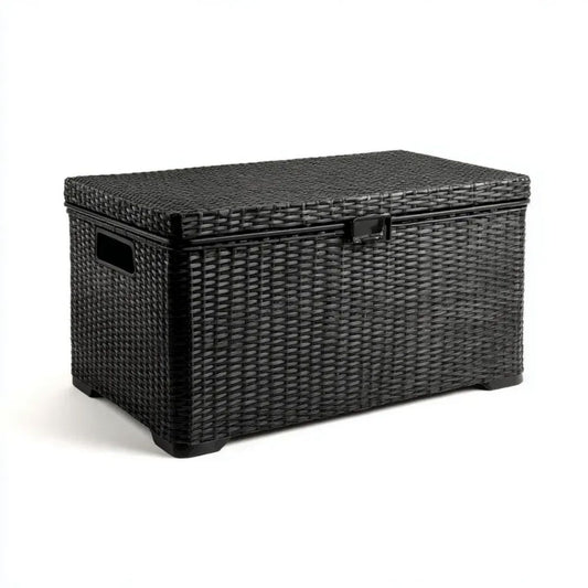 Czarna skrzynia do przechowywania z polipropylenu 80 x 45 x 45 cm z pokrywą