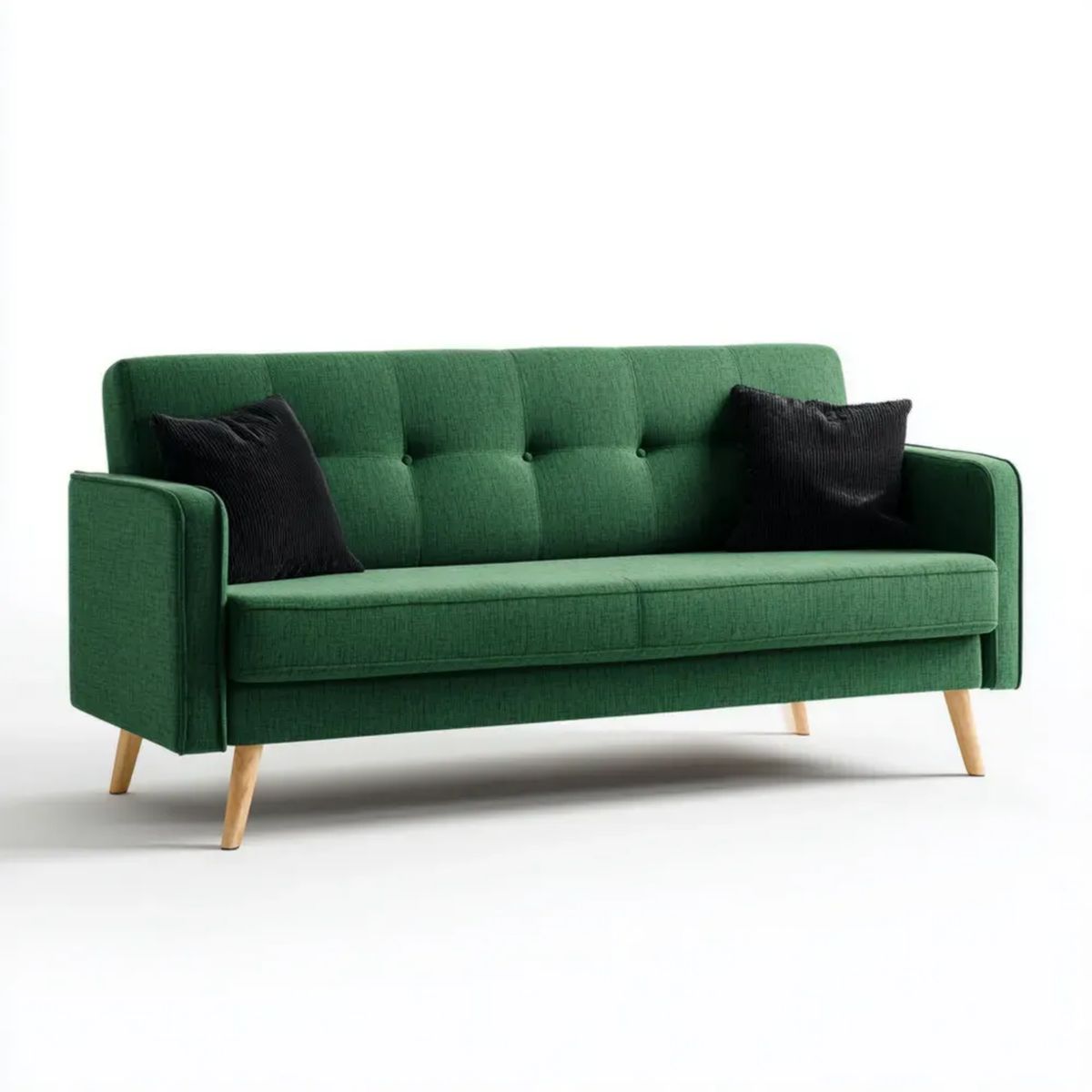 Zielona sofa 3-osobowa z tapicerką poliestrową, 180 × 82 × 86 cm
