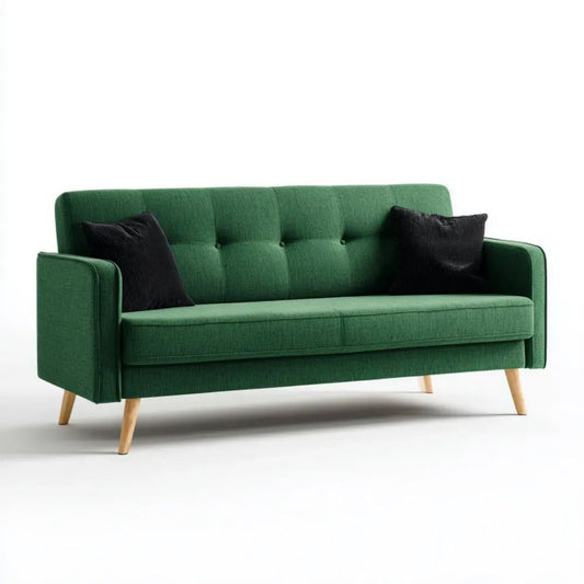 Zielona sofa 3-osobowa z tapicerką poliestrową, 180 × 82 × 86 cm