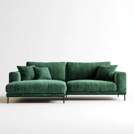 Zielona sofa trzyosobowa z aksamitu, 230 x 95 x 85 cm