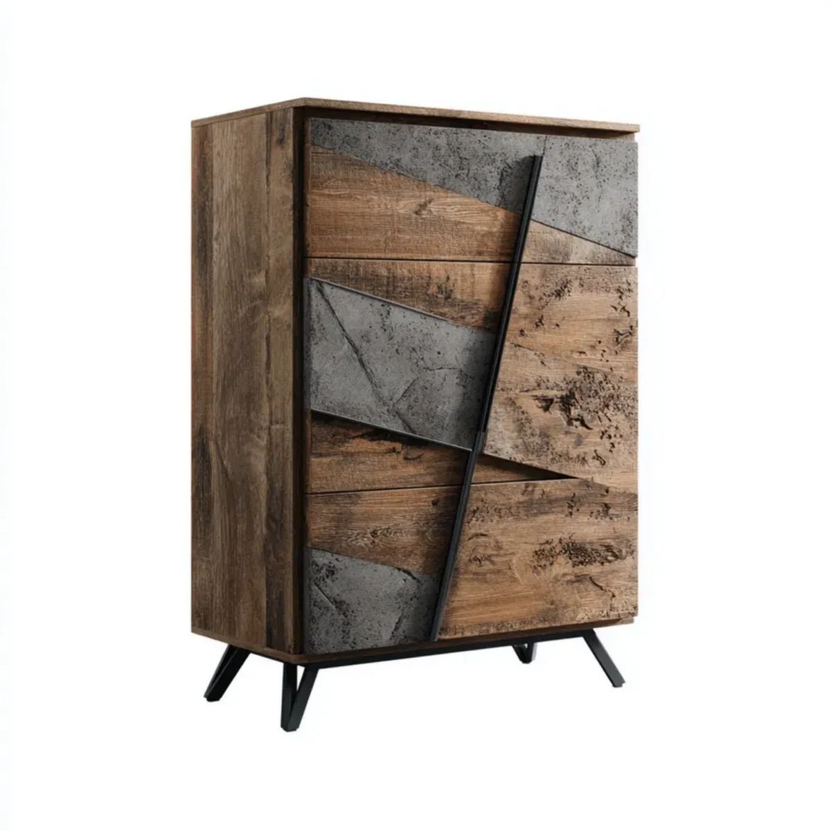 Dwudrzwiowa szafka do przechowywania z laminowanej płyty wiórowej 80 x 40 x 120 cm brązowo-szaro-czarna