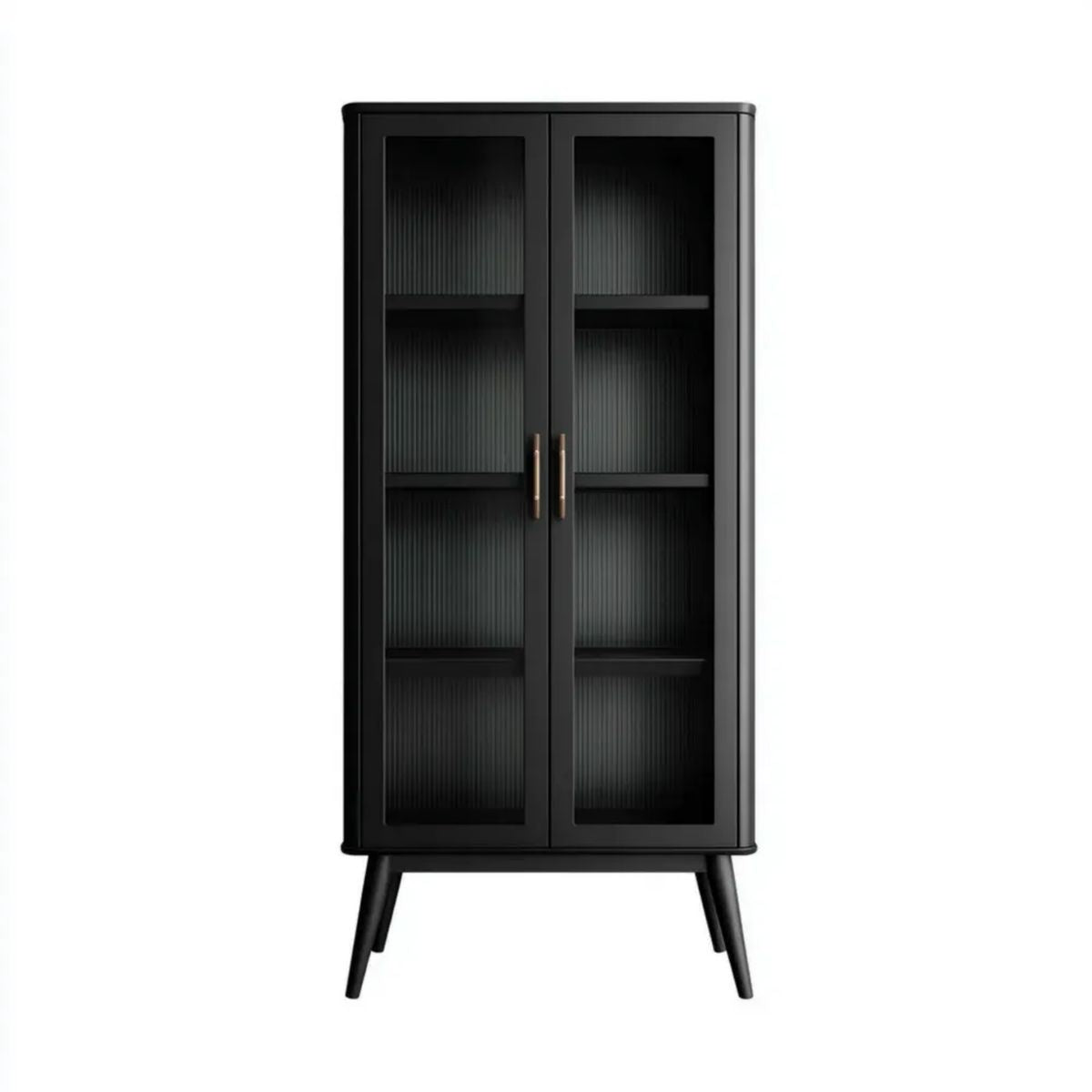 Czarna witryna z płyty MDF i ryflowanego szkła 80 × 40 × 180 cm