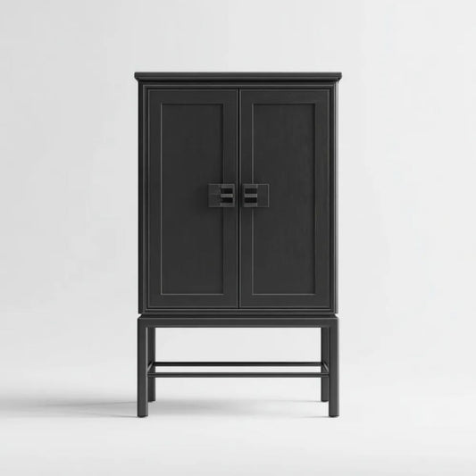Czarna szafa z płyty MDF 90 × 45 × 180 cm, 2-drzwiowa z dolną półką