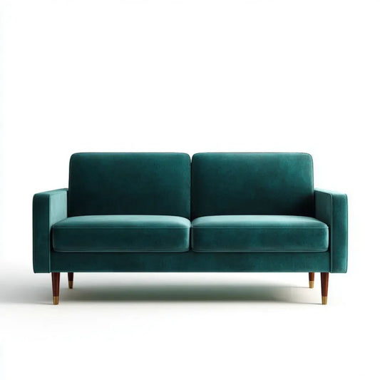 Dwuosobowa sofa z tkaniny aksamitnej, ciemnozielona, 150 x 80 x 82 cm