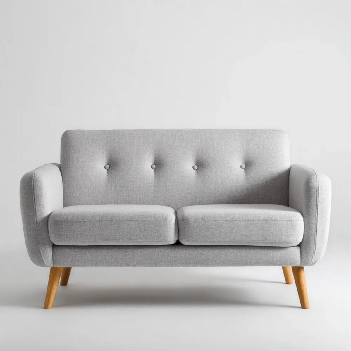 Dwuosobowa sofa z tkaniny jasnoszara 130 × 75 × 82 cm