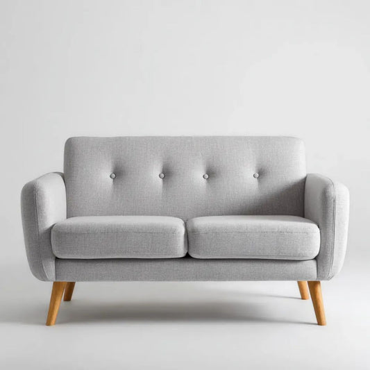 Dwuosobowa sofa z tkaniny jasnoszara 130 × 75 × 82 cm