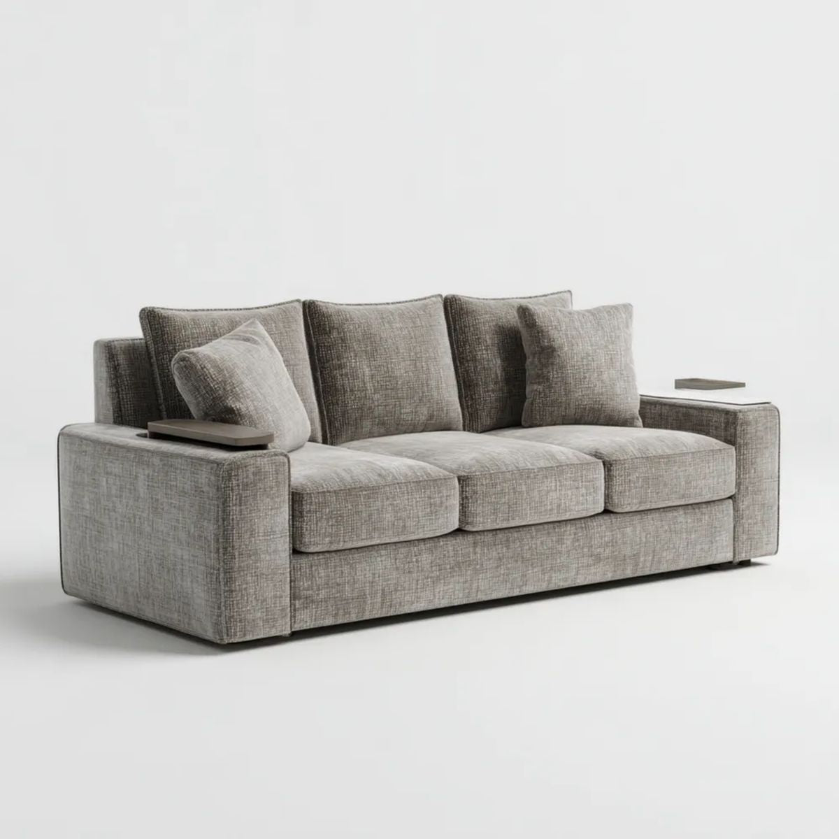 Trzyosobowa sofa szara z tapicerką poliestrową 230 × 100 × 85 cm