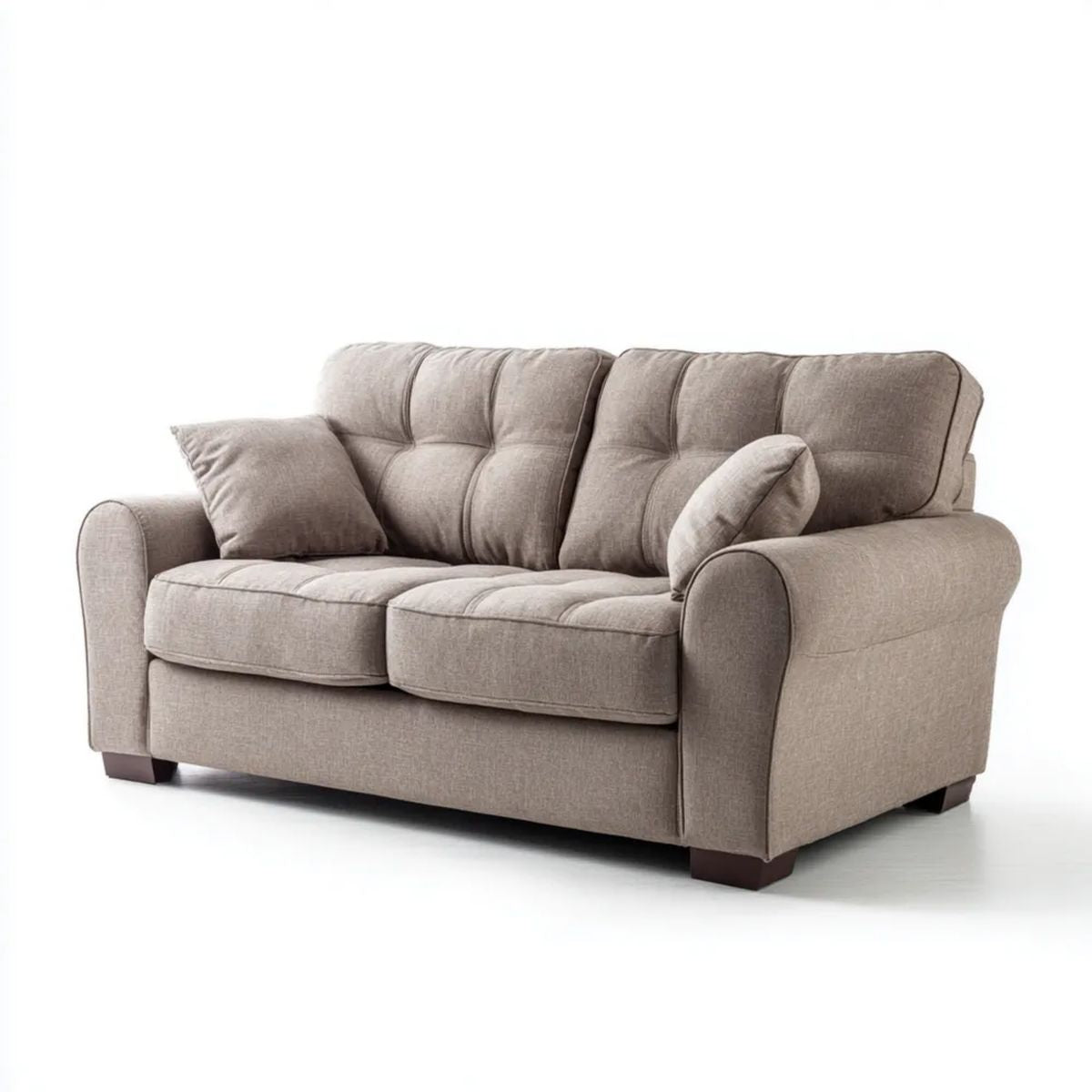 Beżowa sofa dwuosobowa z tapicerką poliestrową, 168 x 90 x 92 cm