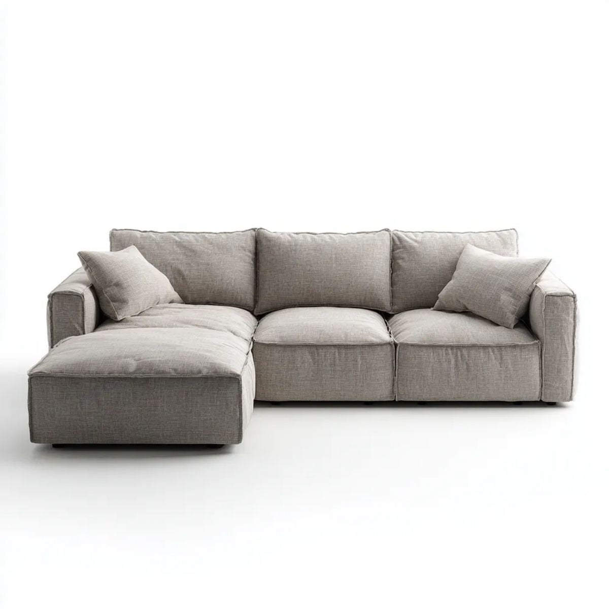 Lewostronna sofa narożna z szezlongiem z tapicerką tkaninową, jasnoszara, 280 × 165 × 85 cm